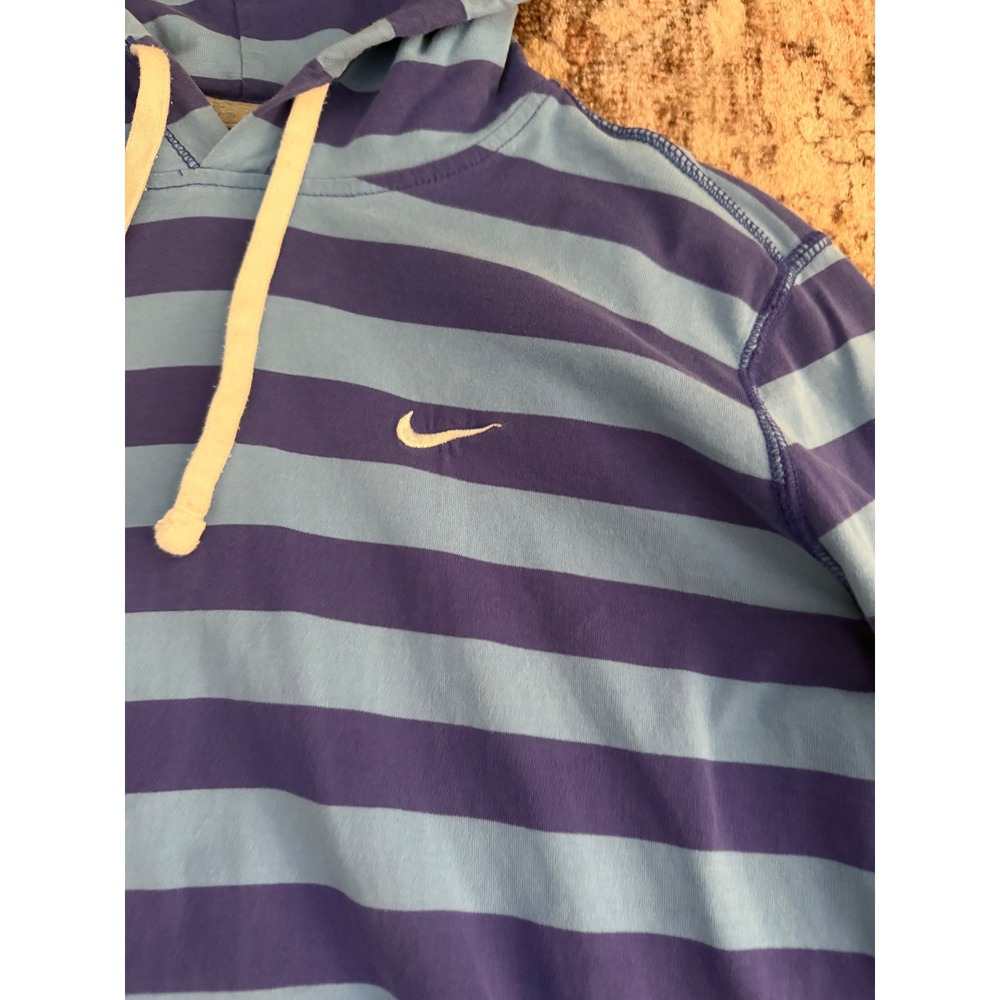 Vintage Nike Athletic Dept Striped Hoodie Blue Purple Swoosh Pullover Mens Large - Picture 2 of 5